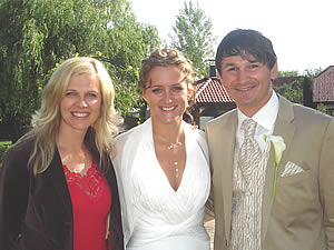 Claudia and Arnold with Miriam at the wedding-dream resort Vila Vita in Pamhagen, Austria, on May 30, 2009